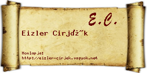 Eizler Cirjék névjegykártya